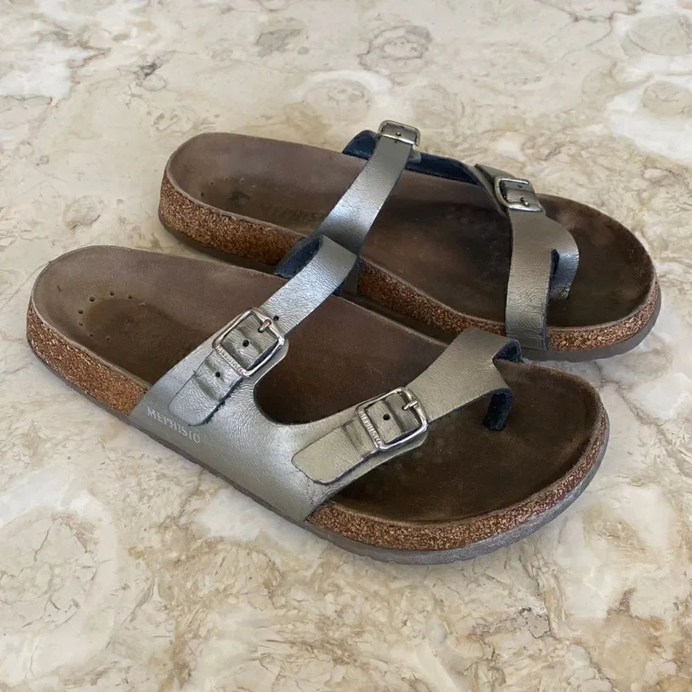 Mephisto Dual Strap Buckle Leather Sandals